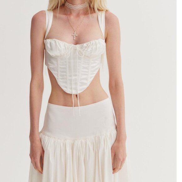 For Love And Lemons Tops - NEW FOR LOVE AND LEMONS NELLY WHITE SATIN CORSET TOP SIZE S